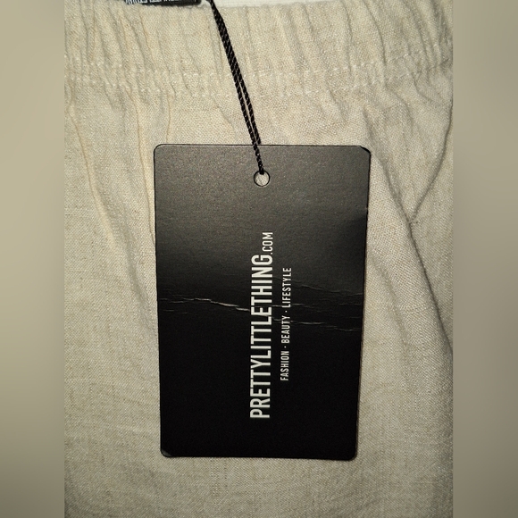 PrettyLittleThing Cream Cotton Pants with Elastic Waist Size US 2 - Picture 4 of 4